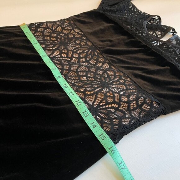 Antonio Melani Velvet Lace Sheer Panel Dress Womens 0 Black Goth Cocktail Y2K - Picture 11 of 12